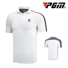 PGM Golf Мужская футболка с коротким рукавом летняя спортивная одежда соревновательная Одежда для гольфа шелковая ткань молочного цвета Топ для тренировок