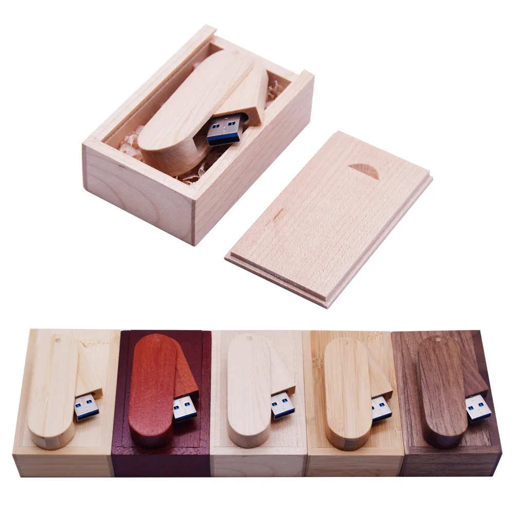 

10pcs Free Custom Logo Five Kind of Wood Usb with Box Pendrive Flashdrive for Wedding Photography USB3.0 Pen Drive U Disk Memory