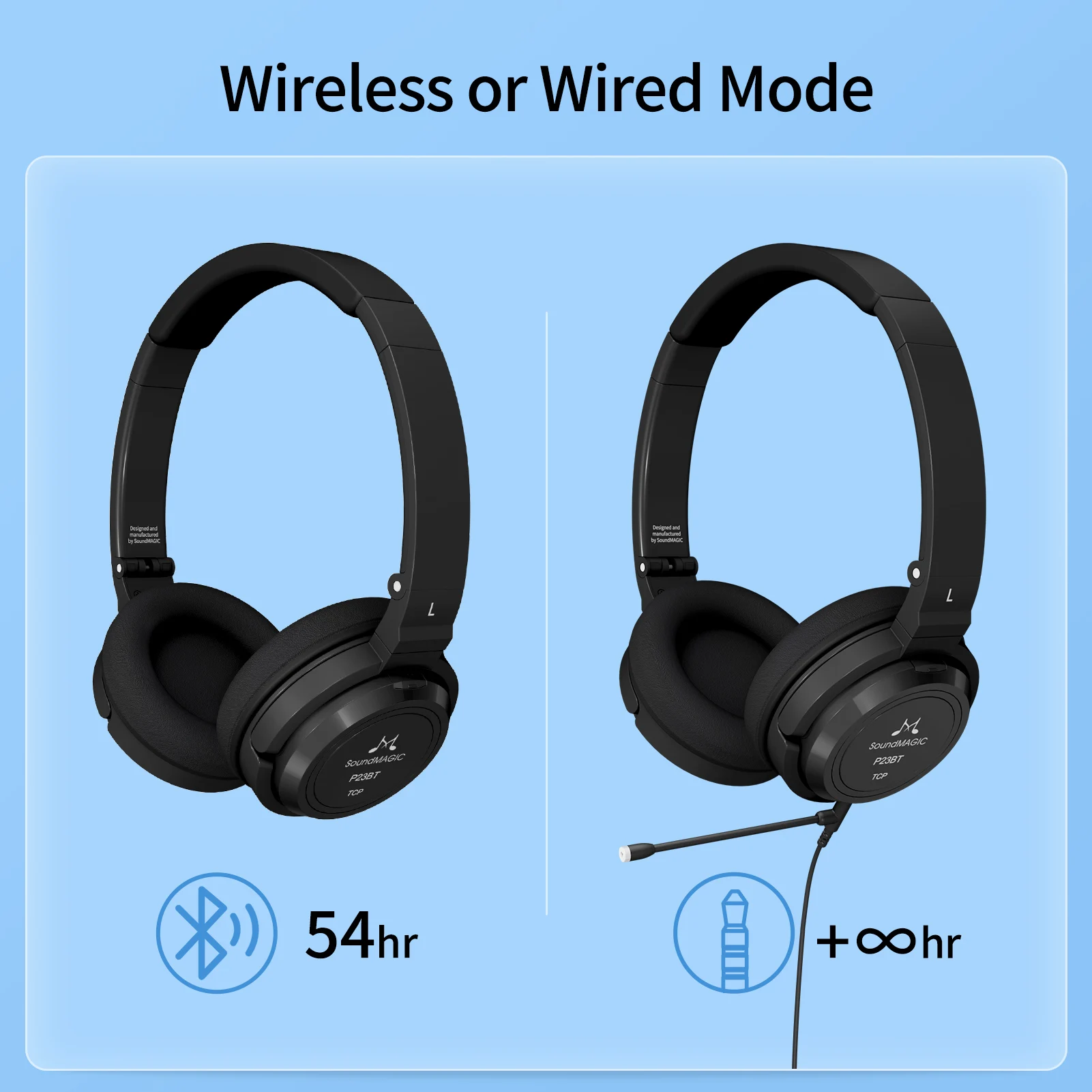 Soundmagic-fones de Ouvido sem Fio Isolamento de Ruído Estéreo de Alta P23bt com Bluetooth Portátil Fidelidade Som - Image 4
