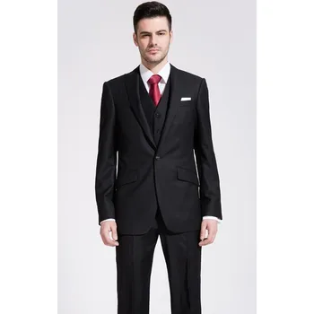 

Custom Made Black Silm Fit Best Man Suits Groomsman Tuxedos Men's WeddingProm 3 Piece Groom Tuxedos (Jacket+Pants+Vest) G512