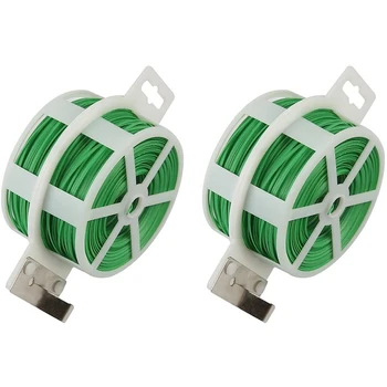 

2PCS 100M Garden Plant Twist Tie with Cutter for Gardening, Home, Office (Green)
