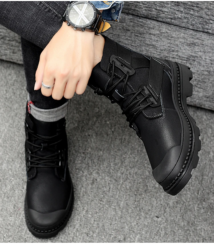 OSCO/мужские ботинки из натуральной кожи; сезон осень-зима; ботильоны; модная обувь на шнуровке; мужские деловые Повседневные высокие мужские ботинки
