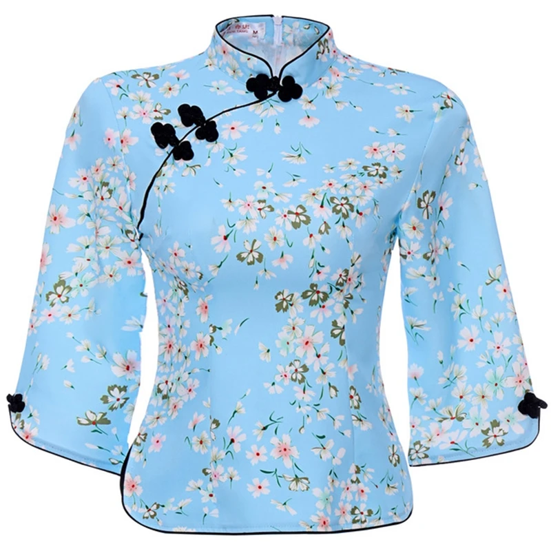 Китайский стиль самовосстановление Qipao женский с длинным рукавом cheongsam Мода ретро Улучшенный Тан костюм рубашка женская повседневная одежда рубашка