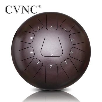 

CVNC 10 Inch 11 Tone Brown Steel Tongue Drum With Drumsticks Carrying Bag Percussion Instruments Handpan