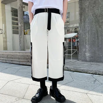 

Male Women Streetwear Vintage Fashion Pants Men Half Elastic Waist Casual Pant
