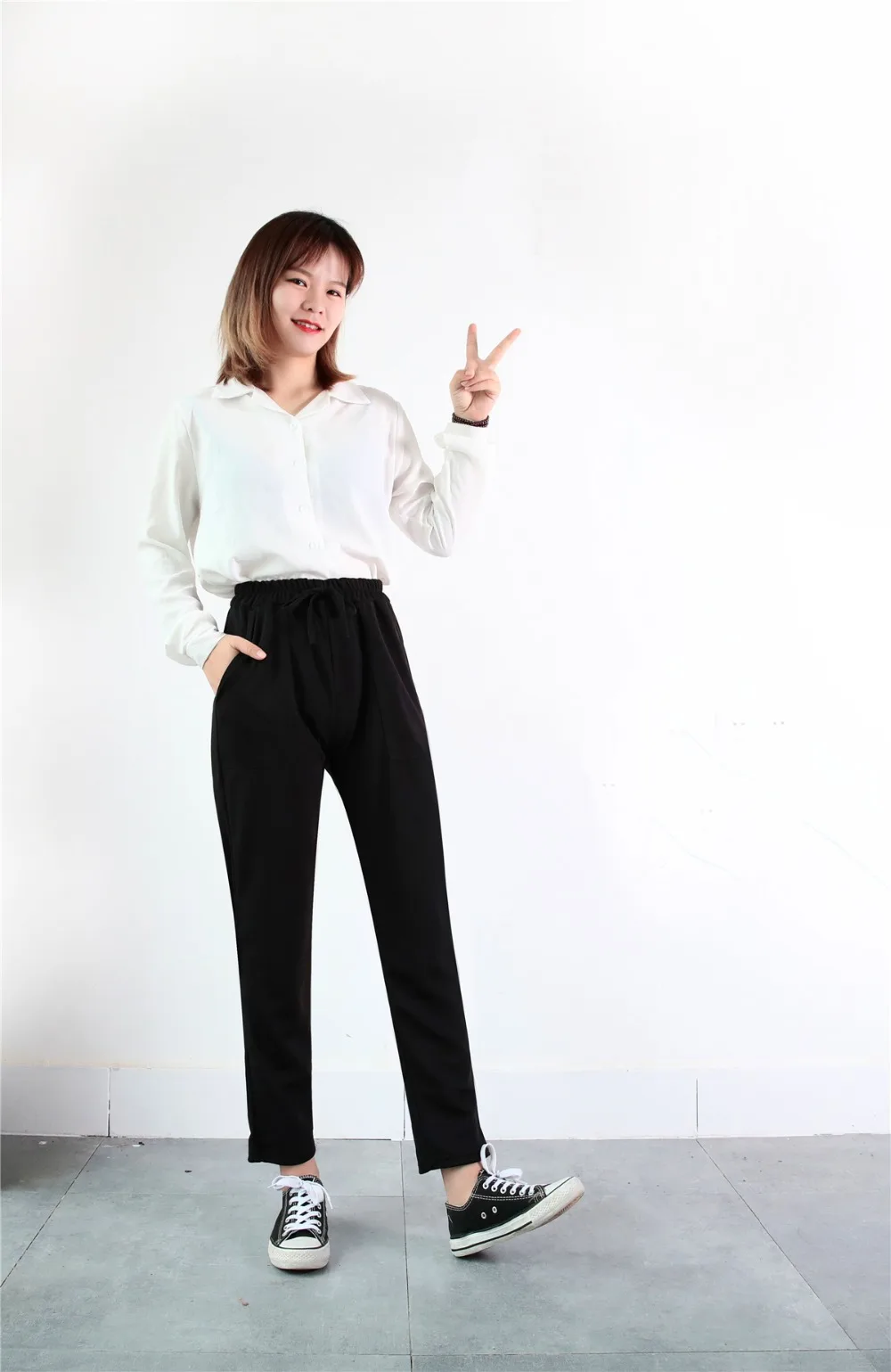 Women pants Spring Summer fashion female Solid high Waist loose harem pant pencil trousers Casual Cargo pants streetwear