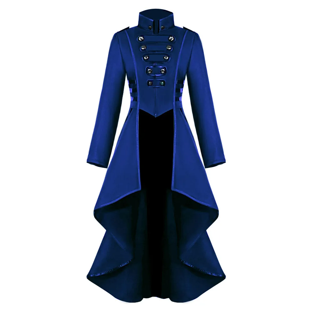 Best  Rosetic Medieval Coat Tuxedo Women's Lapel Irregular Hem Retro Long Coat Female Vintage Gown Party 