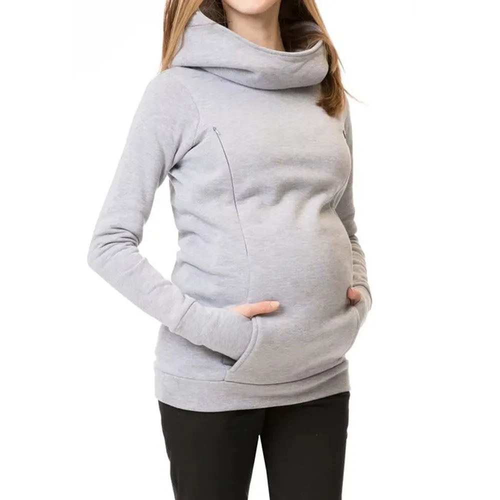 Толстовка для кормящих женщин с длинным рукавом рубашка для грудного кормления зима для кормления для беременных Одежда для беременных Большие размеры