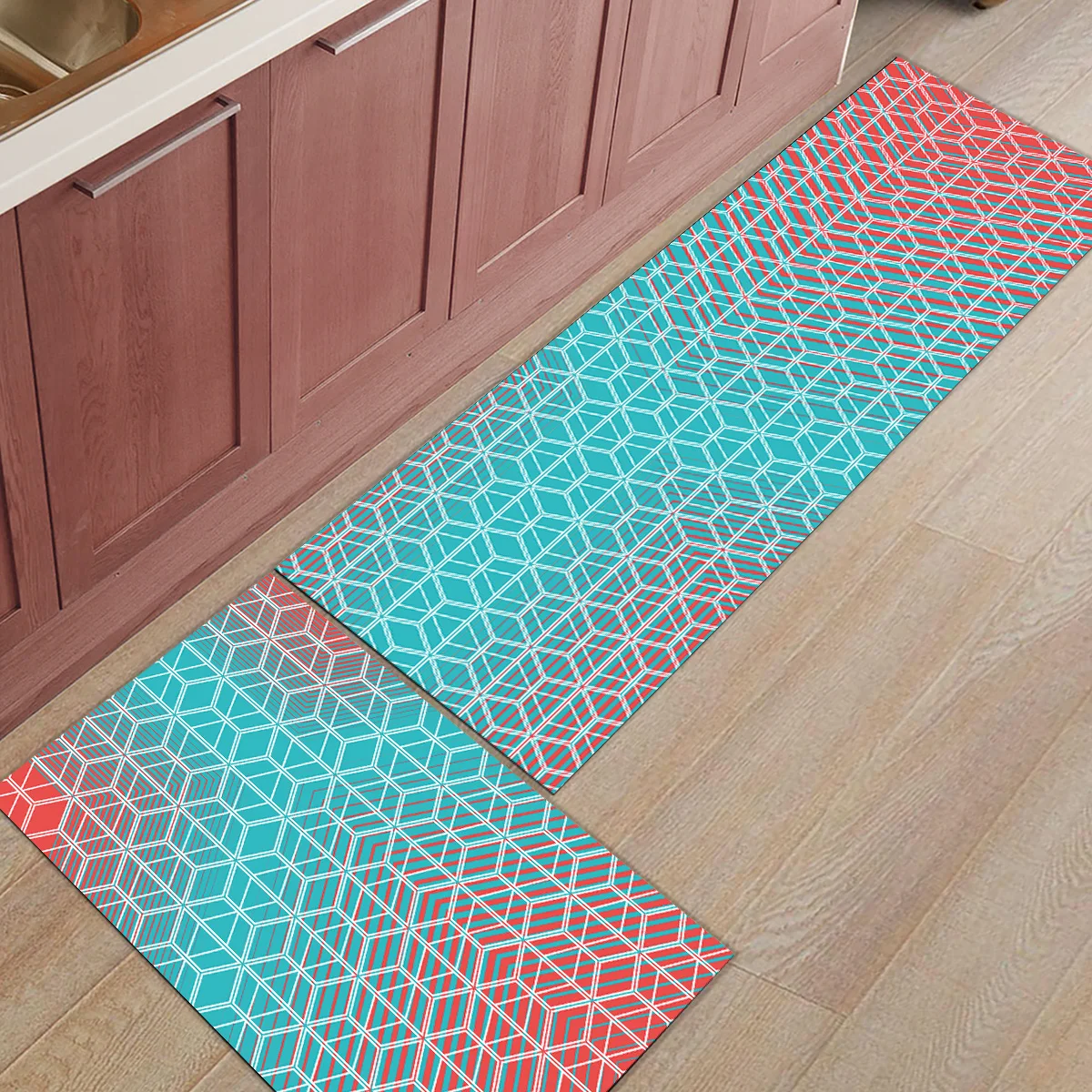 Абстрактный Рисунок камеры 2 шт. коврик для кухни грязь мусора грязи Траппер ботинок механический скребок моющийся ванный Душ Ванна