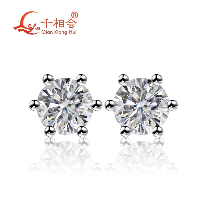 

925 silver white color D VVS moissanite stone round shape 4mm single ear stud Earing for jewelry gift datting women