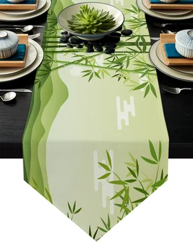 

Chinese Style Of Green Bamboo Table Runner Home Kitchen Decorative Table Runner for Wedding Party Cake Floral Tablecloth