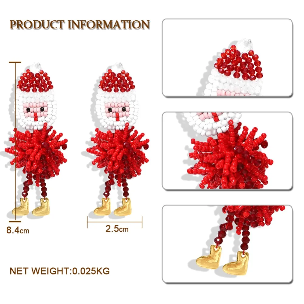Dvacaman Красный Рождество девушка длинные висячие серьги ручной работы из бисера Милый Снеговик висячие серьги Бохо персонализированные женские ювелирные изделия подарок