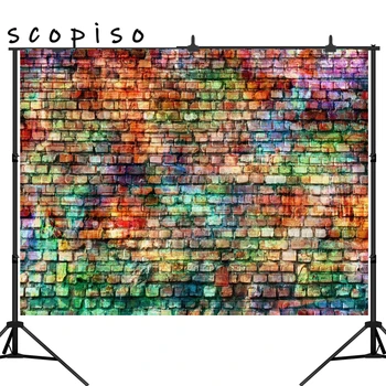 

Scopiso Colorful Brick Walls Graffiti Doodling Booth Party Photography Backdrop Photo Background Studio Prop