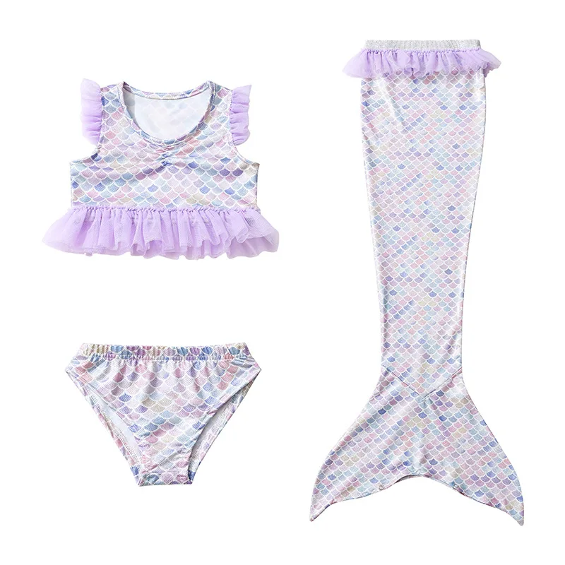 Бикини для девочек, Раздельный купальный костюм, маленькая принцесса-Русалочка Ариэль, карнавальный костюм, хвост русалки для девочек
