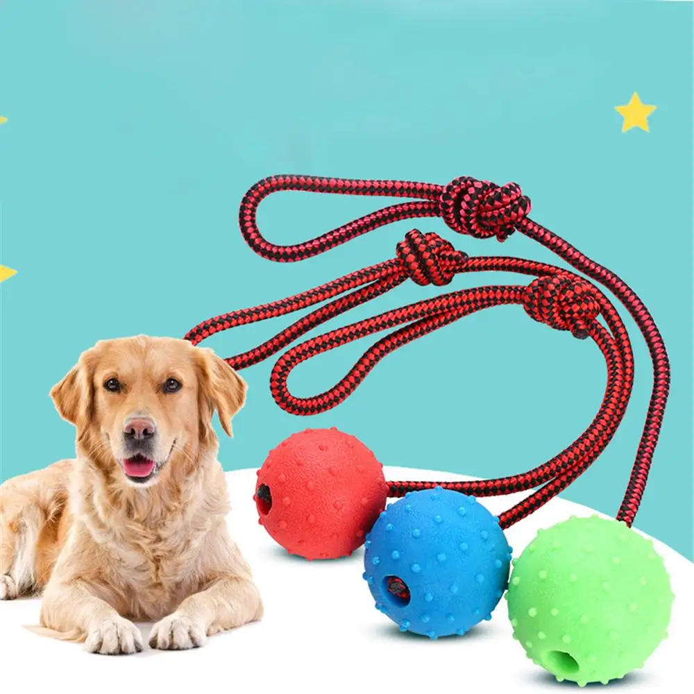 PetRubberRopeBallIndestructibleDogTeethCleanBallPuppyTraining
