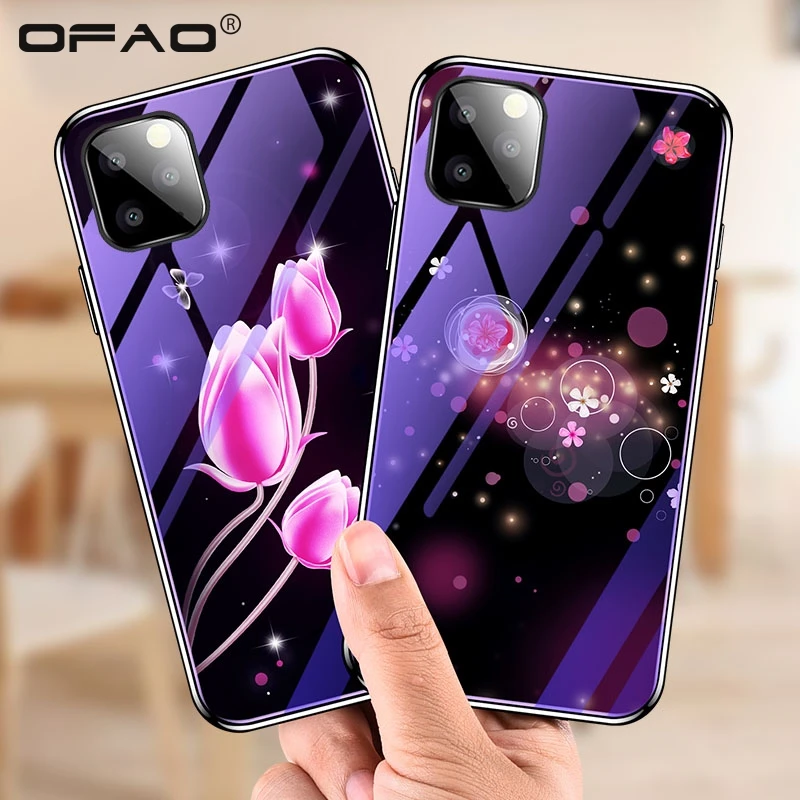 

Case For iPhone 11 Pro Max 2019 Cases Soft Plating Blue Light Glass Luxury Cover Shell Bag Fundas Capa Coque For 5.8" 6.1" 6.5"