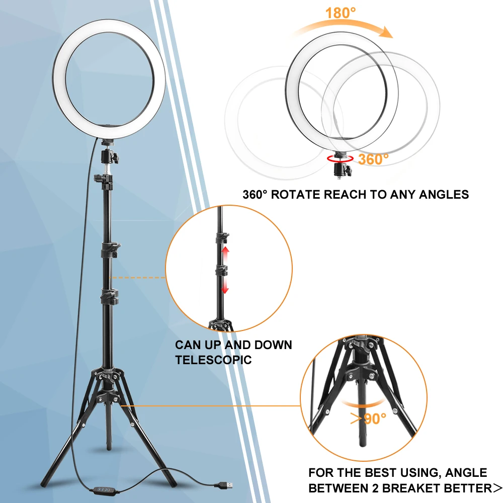 10,2 дюймовый кольцевой светильник с подставкой-Rovtop светодиодный светильник для селфи-камеры Кольцо для тренога для Iphone и держатель телефона для видеосъемки
