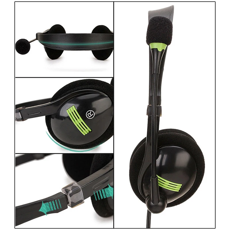 USB Headphones with Microphone Head Mounted Gaming Office Home Headset Can Mute NK Shopping