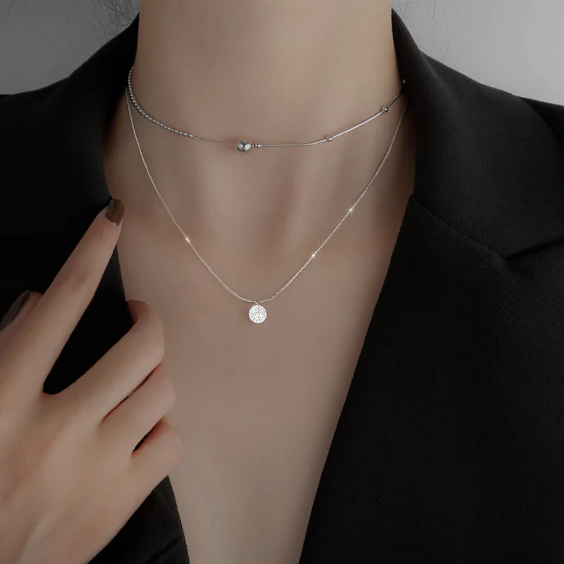 New 925 Sterling Silver Full Zircon Disc Choker Necklace Shiny Round Pendant Snake Chain Wedding Gift For Women Fine Jewelry - Image 3