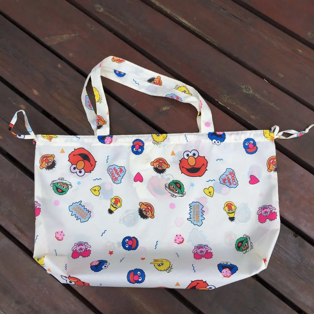 Sesame Street Shopping Bag Cartoon Eco-friendly Bag Handbag Travel Large Capacity Storage Bag Shoulder Bag Foldable