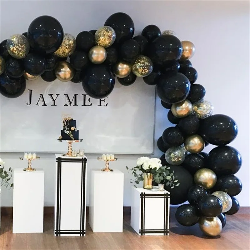 36 шт. черный и золотой шар гирлянда арочный комплект воздушные шары для Хэллоуина, дня рождения, свадьбы, фотосессии фон для свадебной части suppies