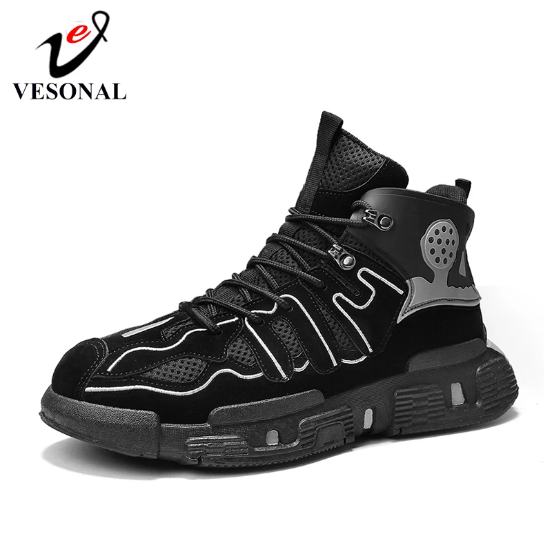 VESONAL 2020 Spring Autumn Personality High Top Sneakers Men Shoes Casual Hip Hop Rock Breathable Male Footwear comfortable | Обувь