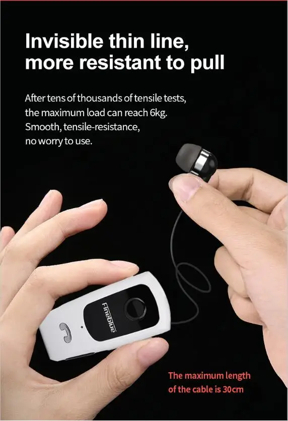 Fineblue F920 Pro Mini Wireless Retractable Portable Bluetooth Headset Calls Remind Vibration Wear Clip Sports Running Earphone
