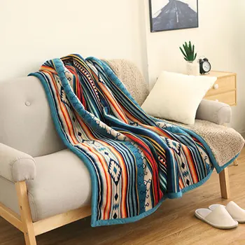 

Super Soft Retro Flannel Fleece Sherpa Bohemian Couch Throw Blanket For Sofa Portable Car Travel Cover Blanket Plush Blanket