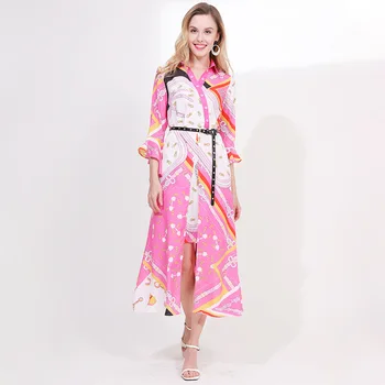 

Goodlishowsi New 2020 Women Fashion Pink Flare Sleeve Dress