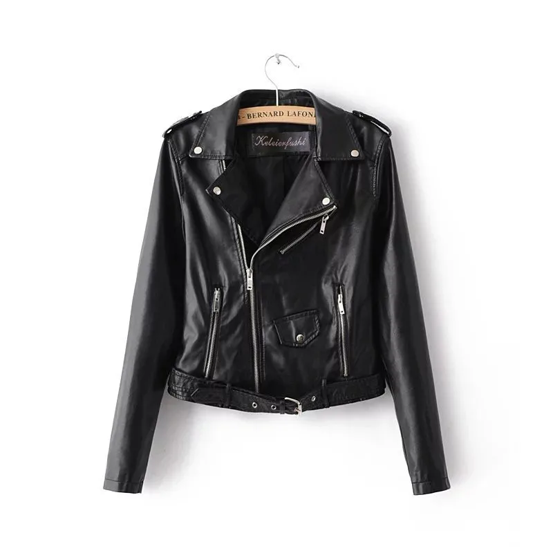 

2019 new leather ladies short small coat pu jacket Korean version of motorcycle clothing spring womens leather jackets coats