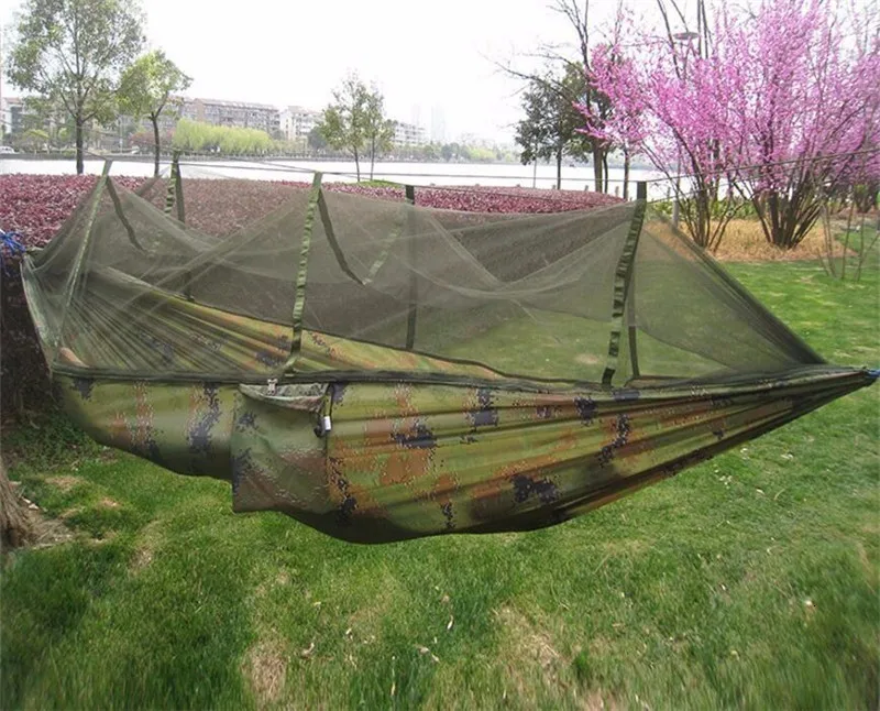 Открытый Москитная сетка гамак кемпинг подвесной спальный кровать качели двойной стул Hamac армейский зеленый 1-2 человека использовать с 3 м ремни