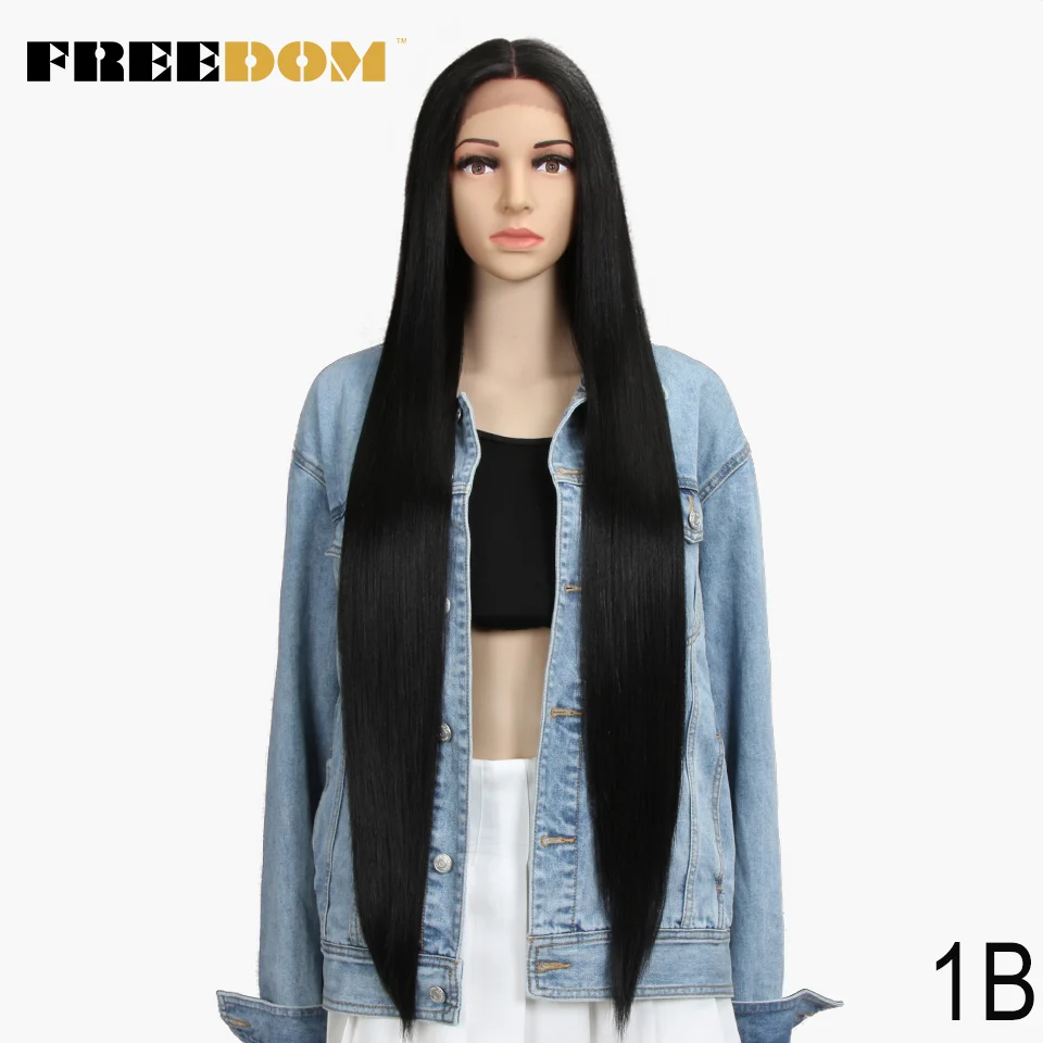 Freedom Synthetic Lace Wig 38 Inch Deep Part Long Straight Wig Ombre