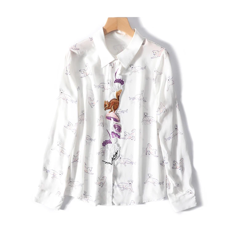 

New 100% silk summer of 2019 with soft texture coat a8502 printed pure silk shirt