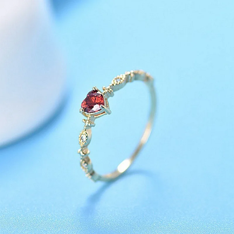 Модный Красный кристалл сердце кольцо Дамы индивидуальный дизайн красивое кольцо Дамы Элегантные свадебные подарки