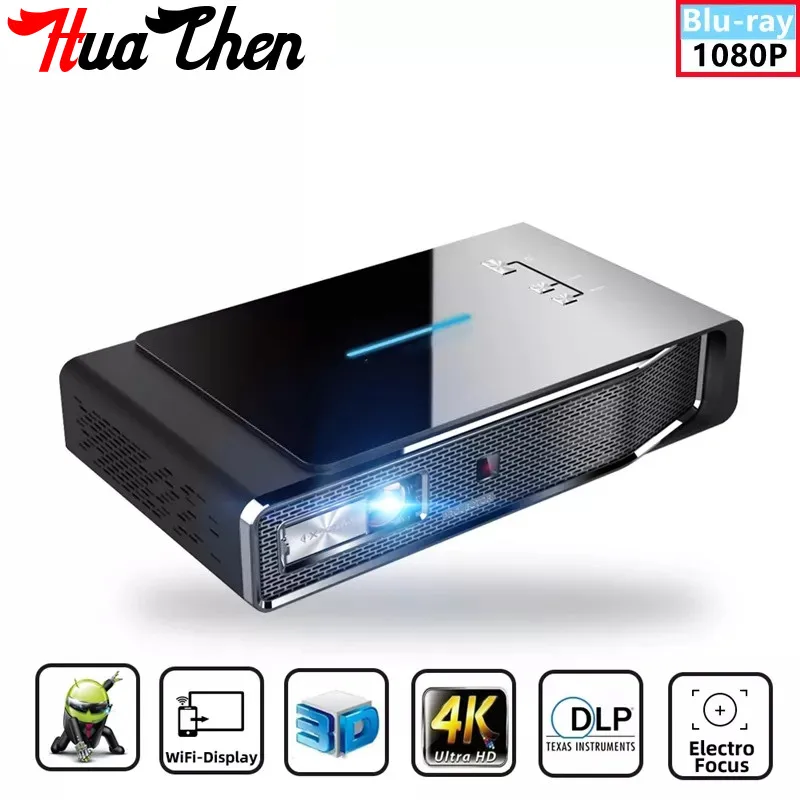 

Смарт-проектор HUACHEN V5, Android 9,0, DLP, лазерный портативный мини-проектор 1080P, 4K, 300 дюйма, Bluetooth 2,4