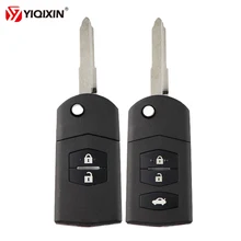 Yiqixin 2/3 botão do carro remoto chave caso escudo flip dobrável com lâmina sem corte e suporte da bateria para mazda 2 3 5 6 rx8 mx5 m6 cx5