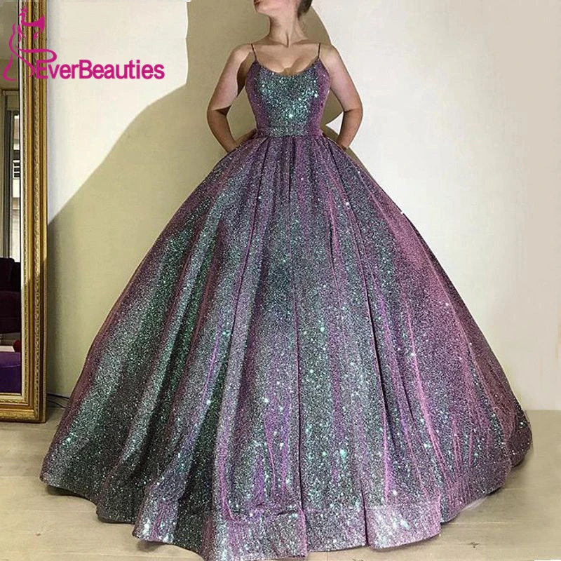 gold prom dress Glitter Ball Gown Prom Dress with Pockets 2020 Luxury Sequins Long Dresses Evening Pageant For Women Plus Size Vestidos De Gala dark green prom dress