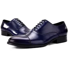 Formal Genuine Leather Men Oxford Shoes Business Dress Shoes Italian Handmade Luxury Designers Pointed Cap Shoes