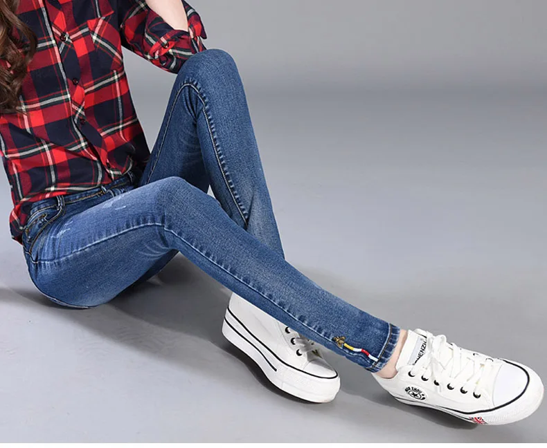 2916 Весна стрейч джинсы скинни для женщин мода Slim Fit корейская мода высокое качество средняя талия размер 26-32