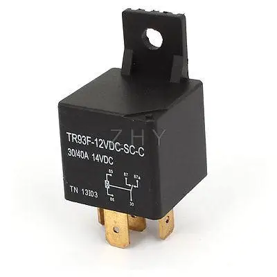 

TR93F-12VDC-SC-C DC 12V Coil 5 Pins Plug in Mount Car Auto Power Relay Black