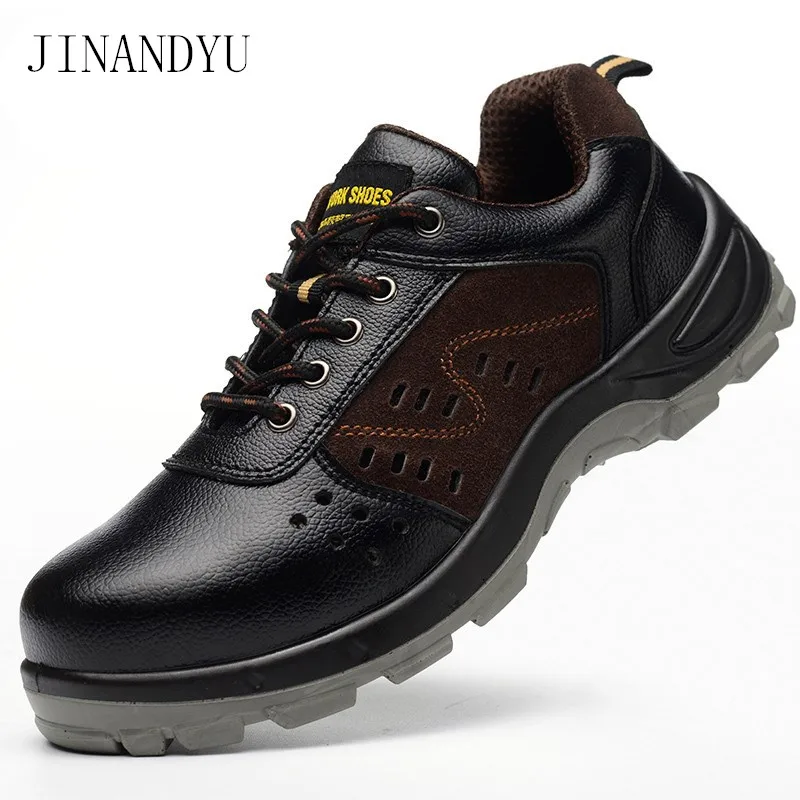 Genuine Leather Steel Toe Work Safety Shoes Breathable Men Safety Boots work Shoes Comfortable Safty Boots Protective Footwear