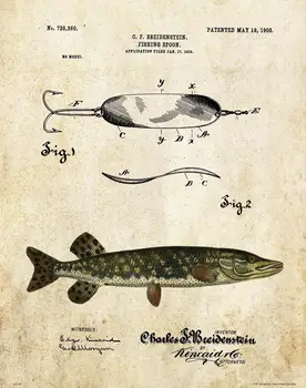

Vintage Fishing Lure Art print Silk poster Home Wall Decor