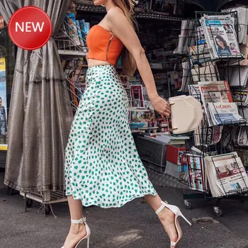 

Midi Skirt Nieuwste Zijde Satijn Animal Leopard Printing Midi Rok Women ClothesPencil Skirt