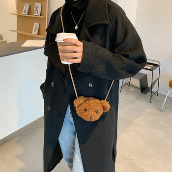 

Winter New Fashion Shoulder Bag Female Bag Plush Bear Handbag Messenger Bag Soft Warm Fur Bag Crossbody Bag Women 2020