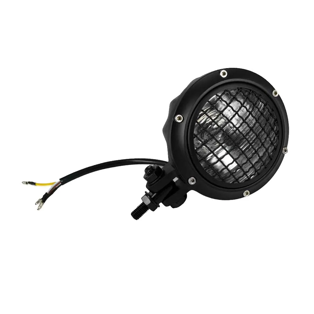  12V Black Retro Front Headlight Headlamp Universal for Motorcycles Dirtbike Waterproof Fits for Harley Yamaha 