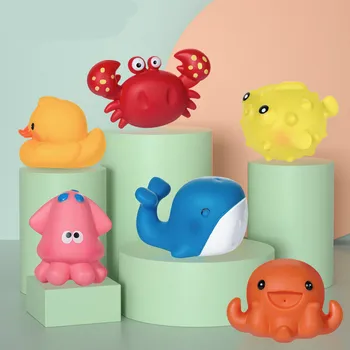 

Dinosaur Frog Crab Animals Swimming Water Toy Colorful Soft Floating Rubber Duck Play Water Spray Bathing Toy For Baby Bath Toys