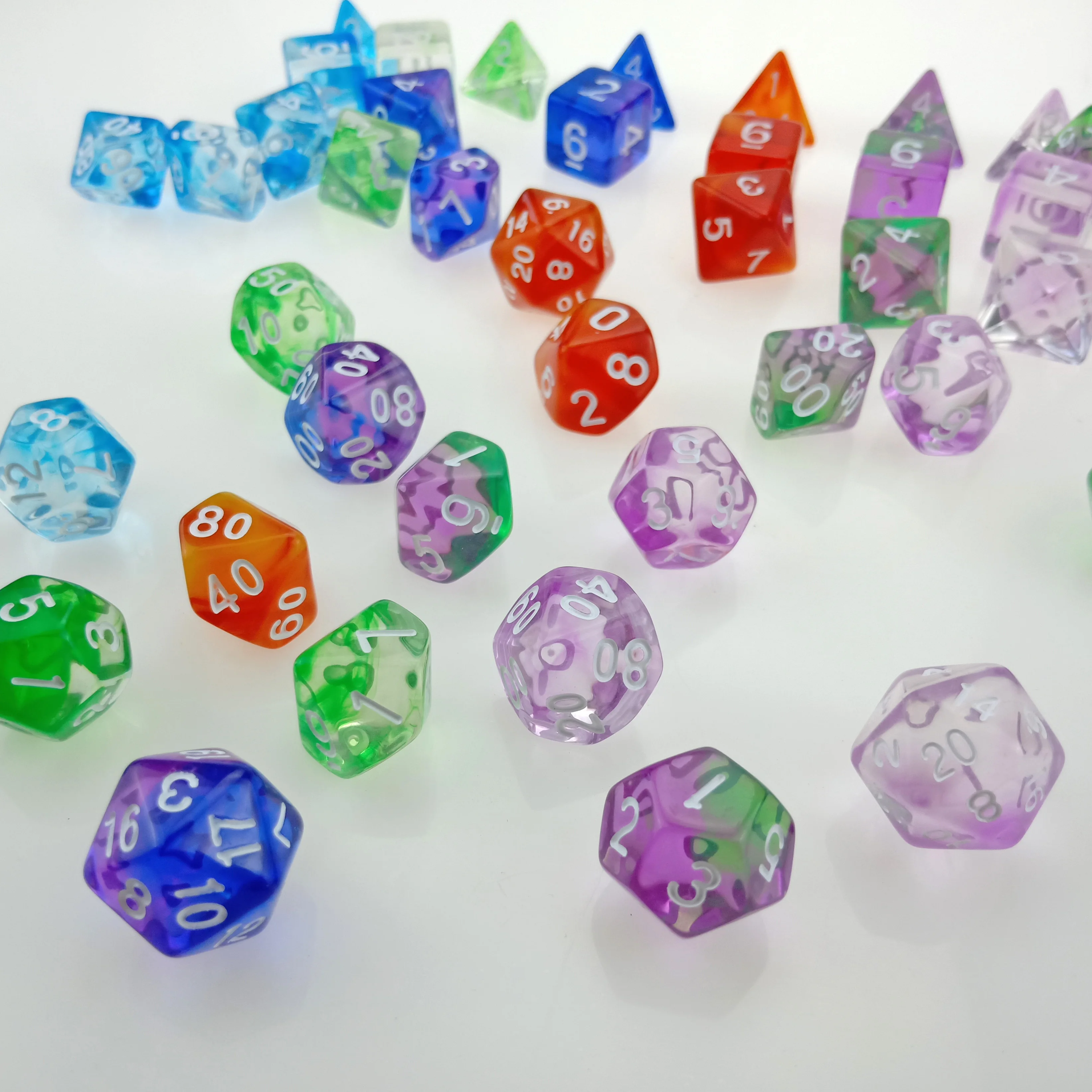 Полупрозрачная коллекция Rollooo игральные кости DND набор 7 Die D4 D6 D8 D10 D % D12 D20 для