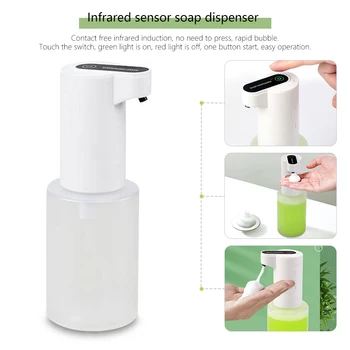 

Plastic Detergent Shampoo Dispensers 350ml Non-contact Foam IR Induction Handwashing Machine Automatic Soap Dispenser