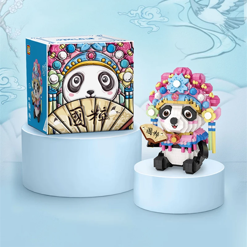 DIY Building Blocks the Quintessence of Peking Opera Chinese Style National Treasure Panda Toy Desktop Decoration