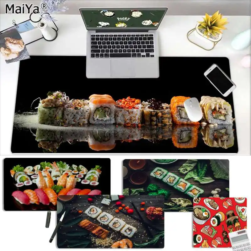Maiya статическая еда Sushi1 Блокировка края коврик для мыши игра скорость/Управление версия большой игровой коврик для мыши